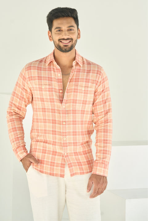 Sunset Peach Cotton Shirt