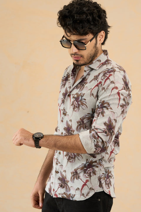 Melange Grey Printed Shirt