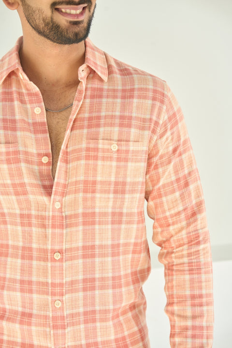 Sunset Peach Cotton Shirt