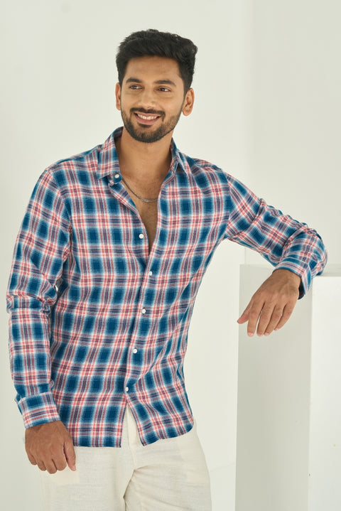 Crystal Blue Red And White Checks