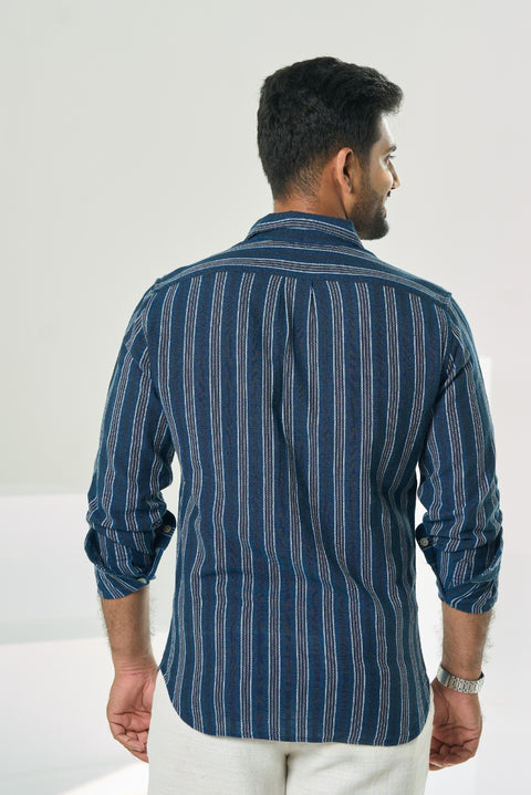 Ombre Blue Striped Cotton Shirt