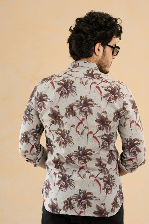 Melange Grey Printed Shirt