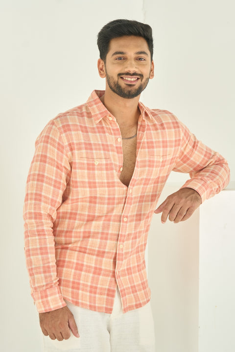Sunset Peach Cotton Shirt