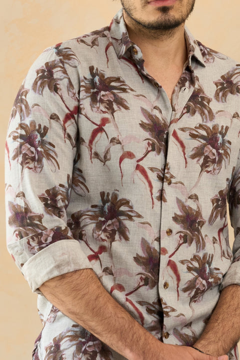 Melange Grey Printed Shirt