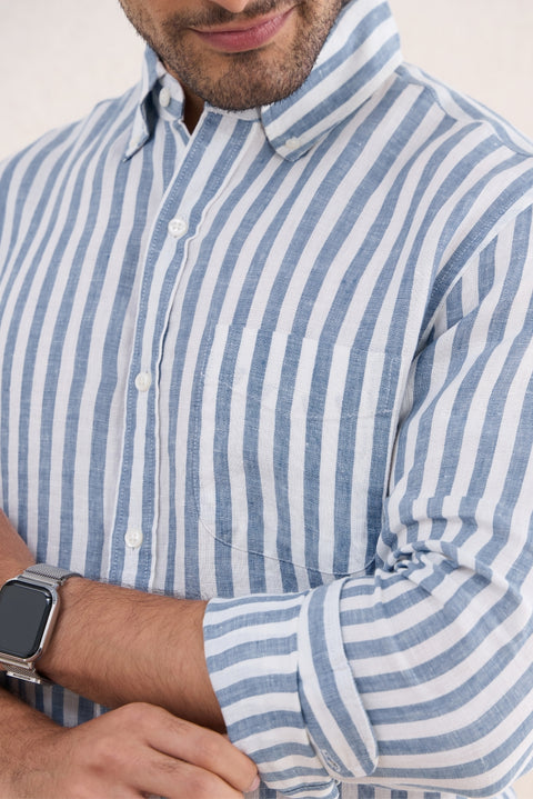Sky Blue Bengal Linen Shirt