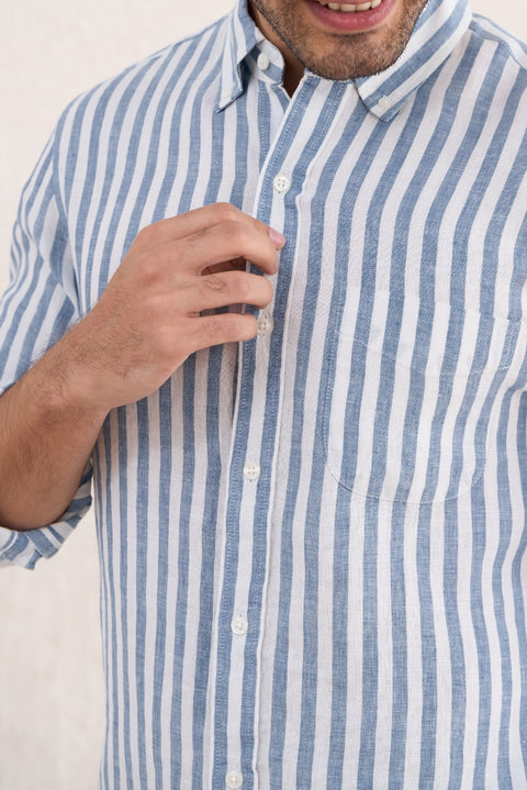 Sky Blue Bengal Linen Shirt