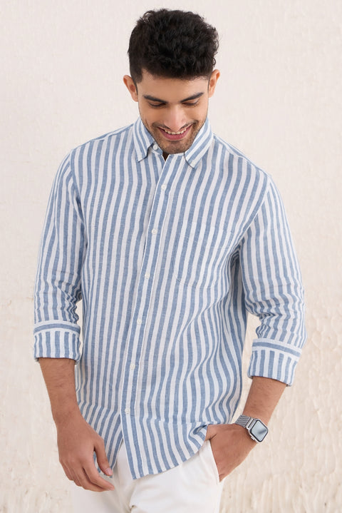 Sky Blue Bengal Linen Shirt