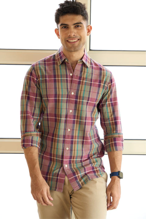 Sangria Madras Checks Shirt In Cotton