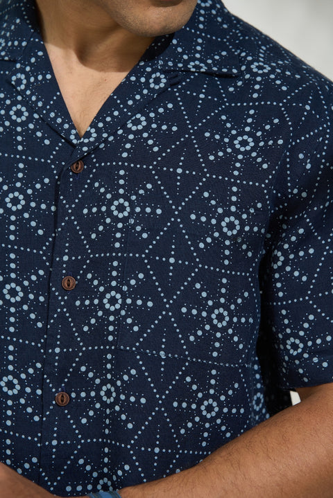 Geo Dots Linen-Cotton Shirt