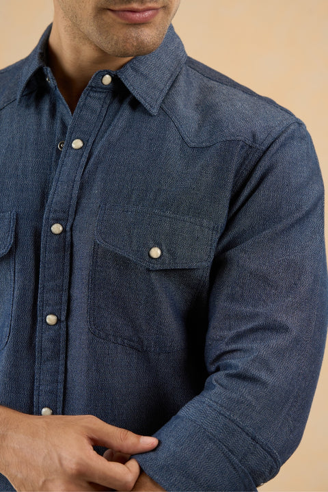 Light Weight Denim Shirt With Snap Buttons