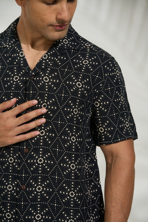 Midnight Dots Linen-Cotton Shirt