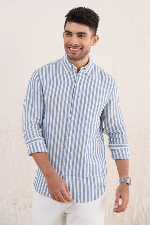 Sky Blue Bengal Linen Shirt