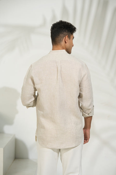 Barely Buttoned – Earthy Linen Shirt