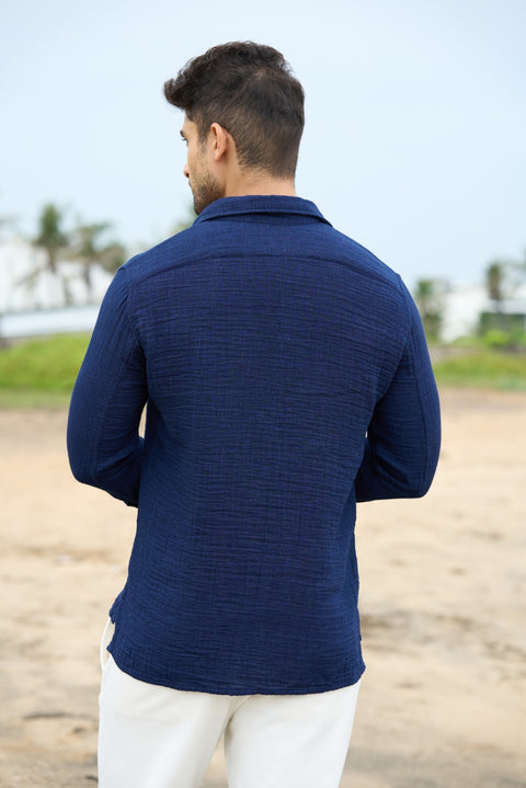 Coastal True Indigo – Lightweight Snap Button Shirt