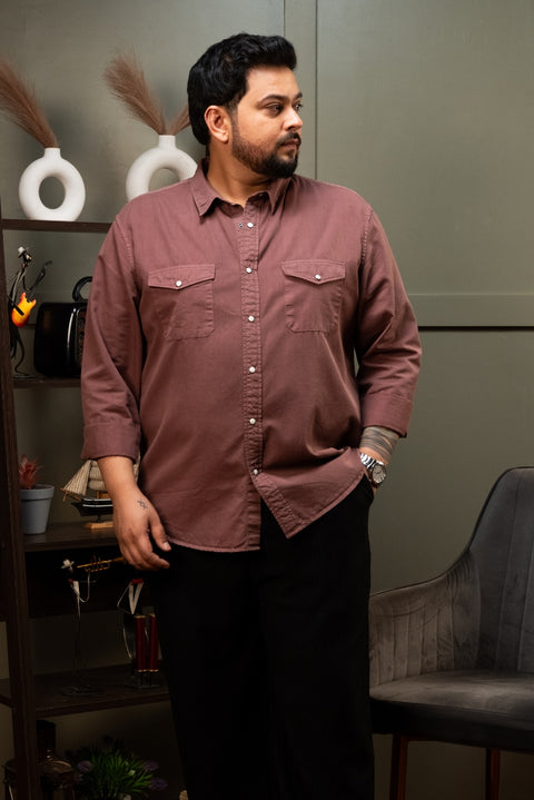 Dusty Rose Snap Shirt Size Inclusive - (Up to 5XL)