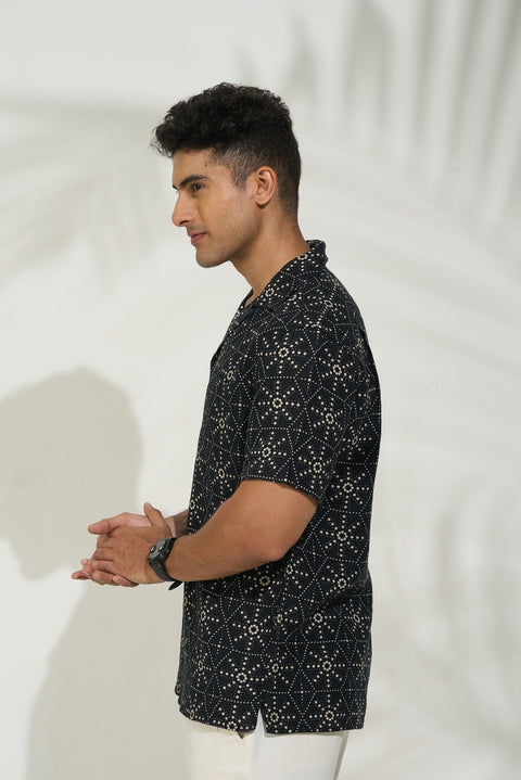 Midnight Dots Linen-Cotton Shirt