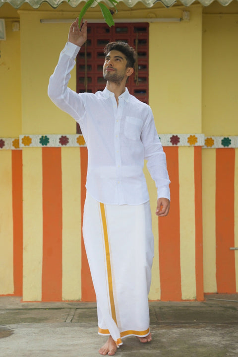 Summer White Linen Shirt For Men