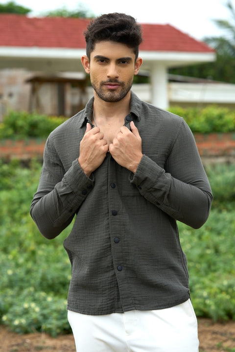 Coastal Sage – Lightweight Double Fabric Shirt with Matte Snap Buttons 🌿