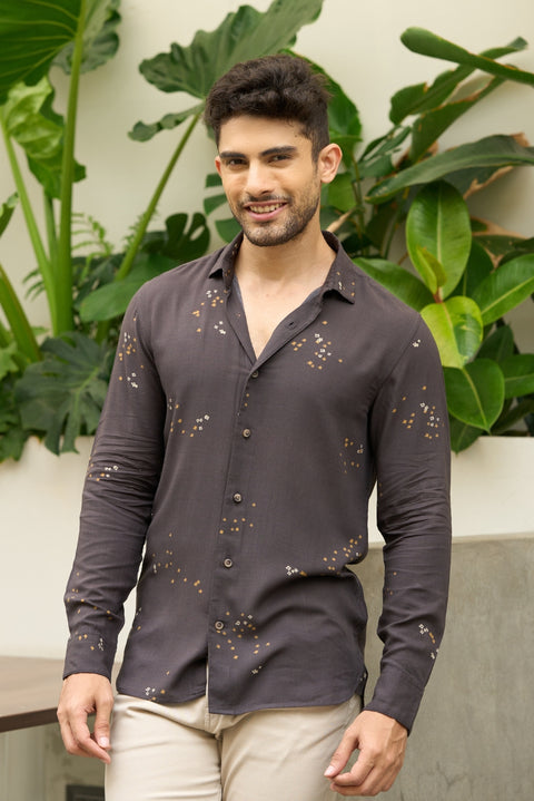 Midnight Brew – Printed Modal Holiday Shirt