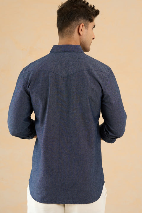 Light Weight Denim Shirt With Snap Buttons
