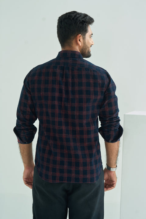 Corduroy Checked Shirt With Snap Buttons