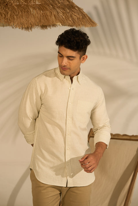 Stripe Dusty Green Linen shirt