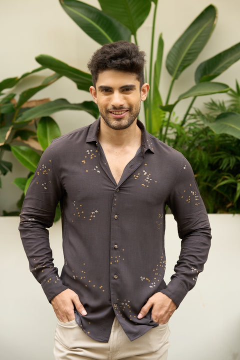 Midnight Brew – Printed Modal Holiday Shirt