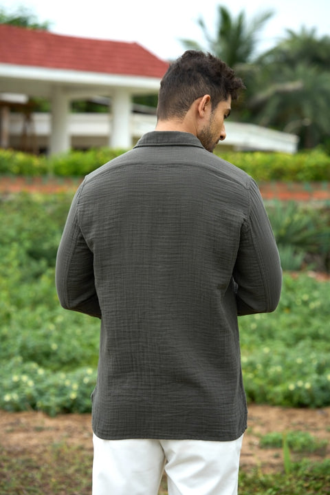 Coastal Sage – Lightweight Double Fabric Shirt with Matte Snap Buttons 🌿