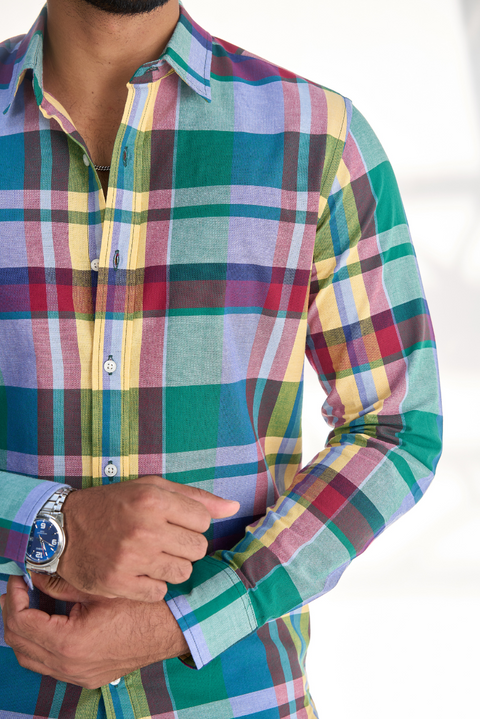 Madras Checks Cotton Shirt In Vibrant Hues