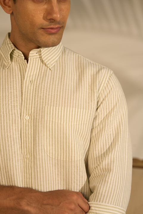Stripe Dusty Green Linen shirt