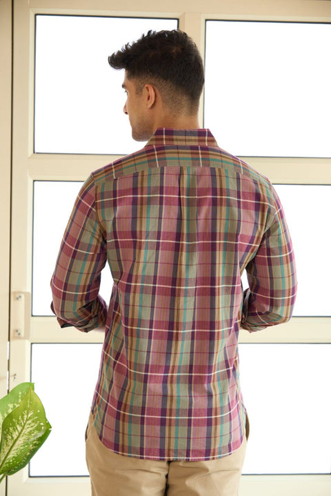 Sangria Madras Checks Shirt In Cotton