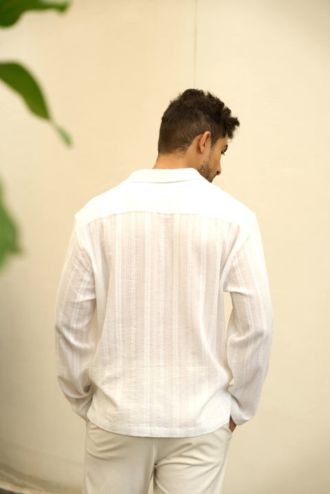 The Riviera Romance – White Cotton Holiday Shirt