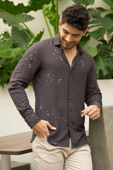 Midnight Brew – Printed Modal Holiday Shirt