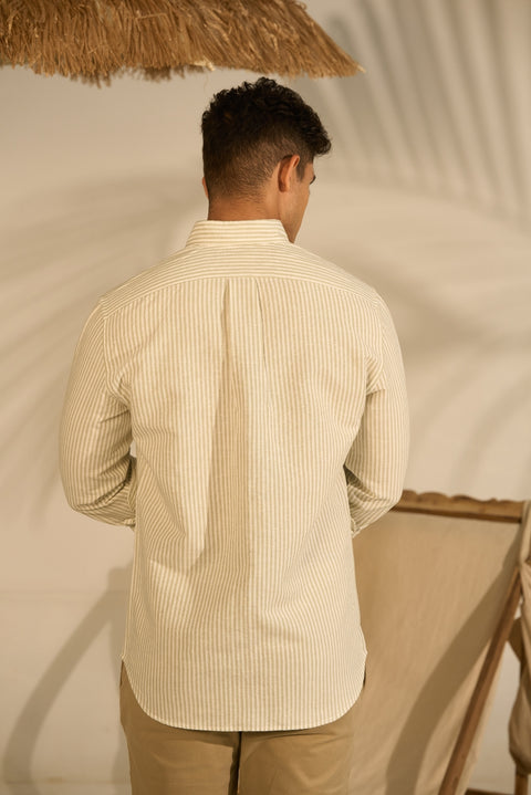 Stripe Dusty Green Linen shirt