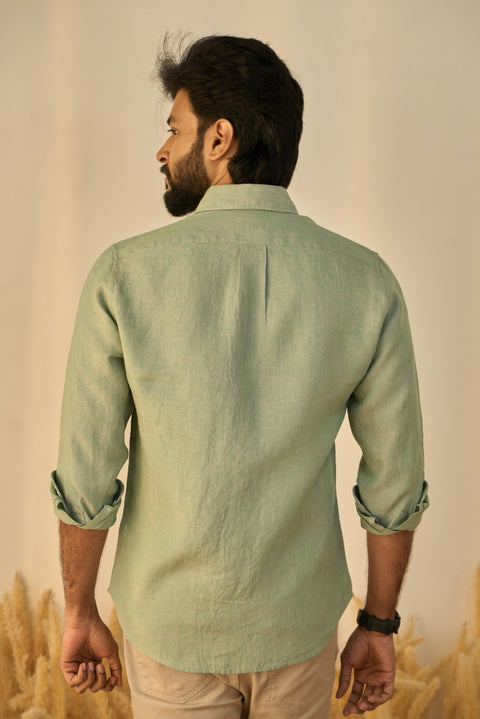Pista Green 100% Linen Shirt