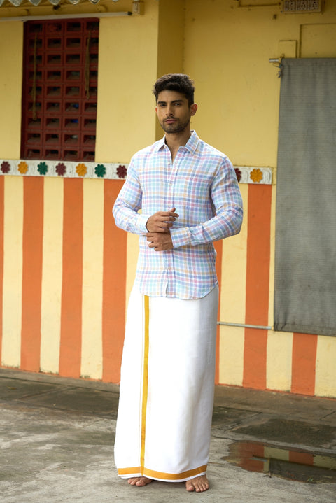 Checks Pure Linen Shirt - Festive Collection