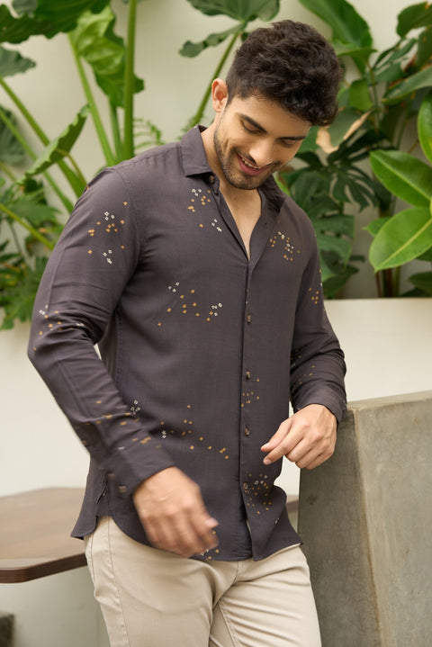 Midnight Brew – Printed Modal Holiday Shirt