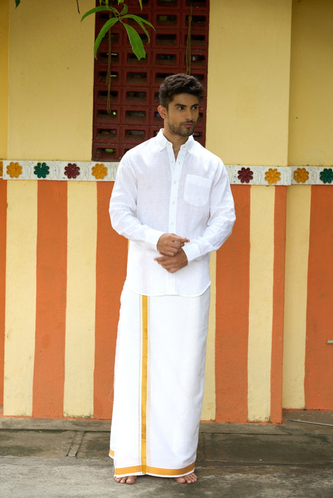 Summer White Linen Shirt For Men