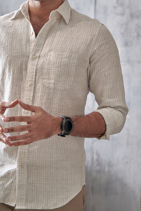White Linen In Faded Checks