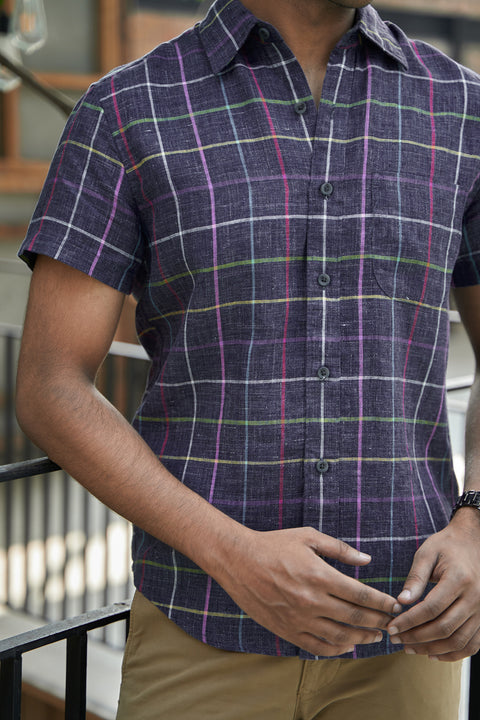 Chambray Linen Shirts In Multi Colour Checks