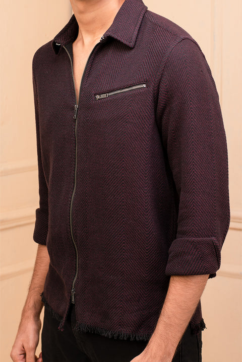 Zipper Shirt With Raw Edges