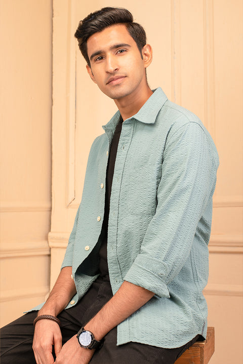 Green Textured Shirt