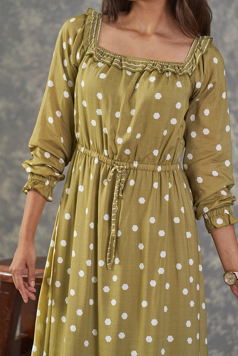 Long Dress With Square Neck Front Close View