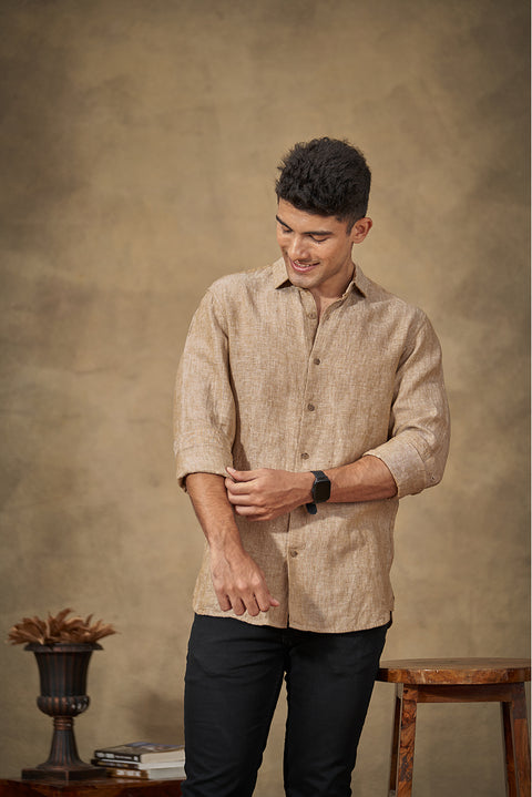 Warm Khakhi Linen Shirt