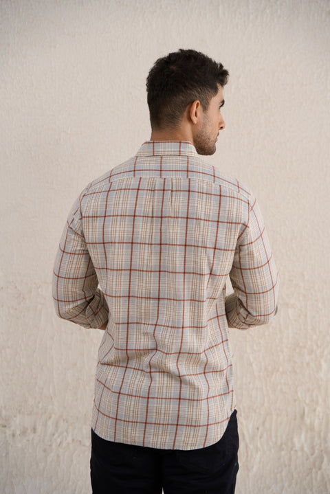 Light Grey Checks 100% Cotton Shirt