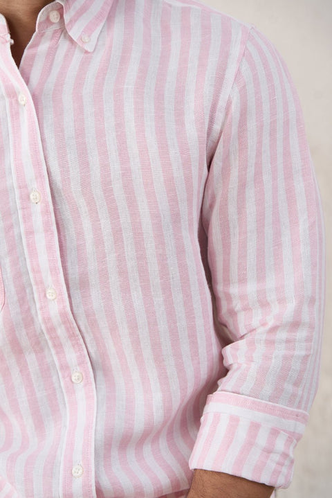 Pink Bengal Stripes 100% Linen Shirt