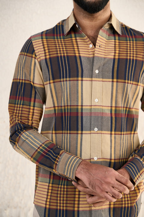 Rustic Brown Checks 100% Cotton Shirt