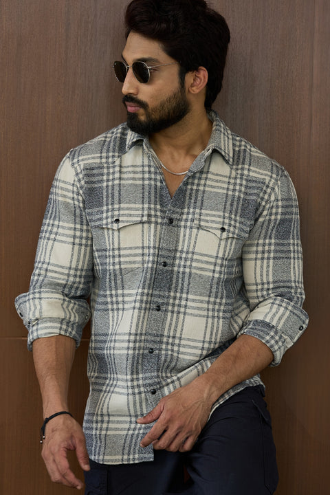 Checks  western model shirt with snap buttons in cotton