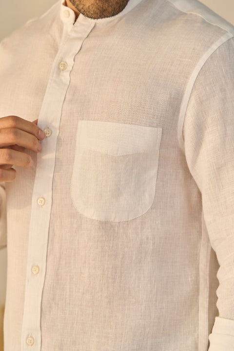 Mandarin Collar Linen Shirt