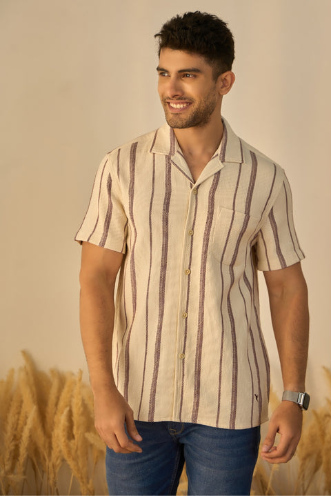 Ivory Stripe 100% Cotton Shirt